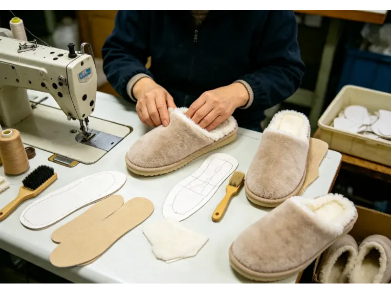 Quality inspection process for Fuzzy Fur Indoor House Bedroom Slipper for Women before shipment